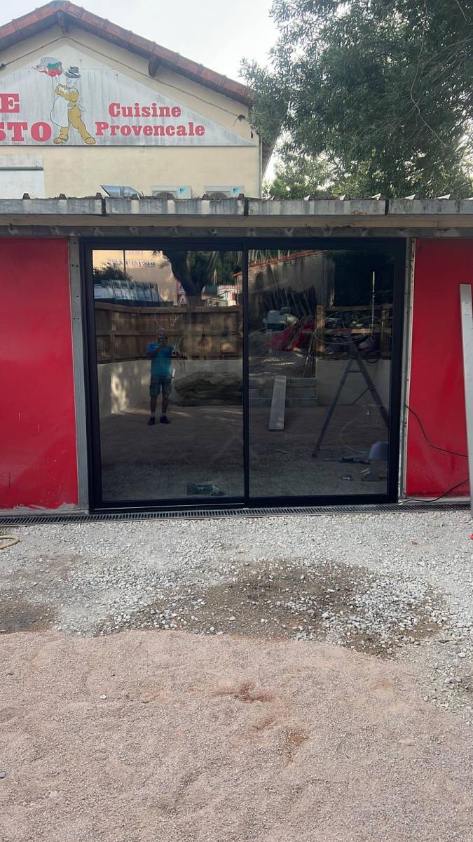 Coulissant deux vantaux deux rails noir 9005